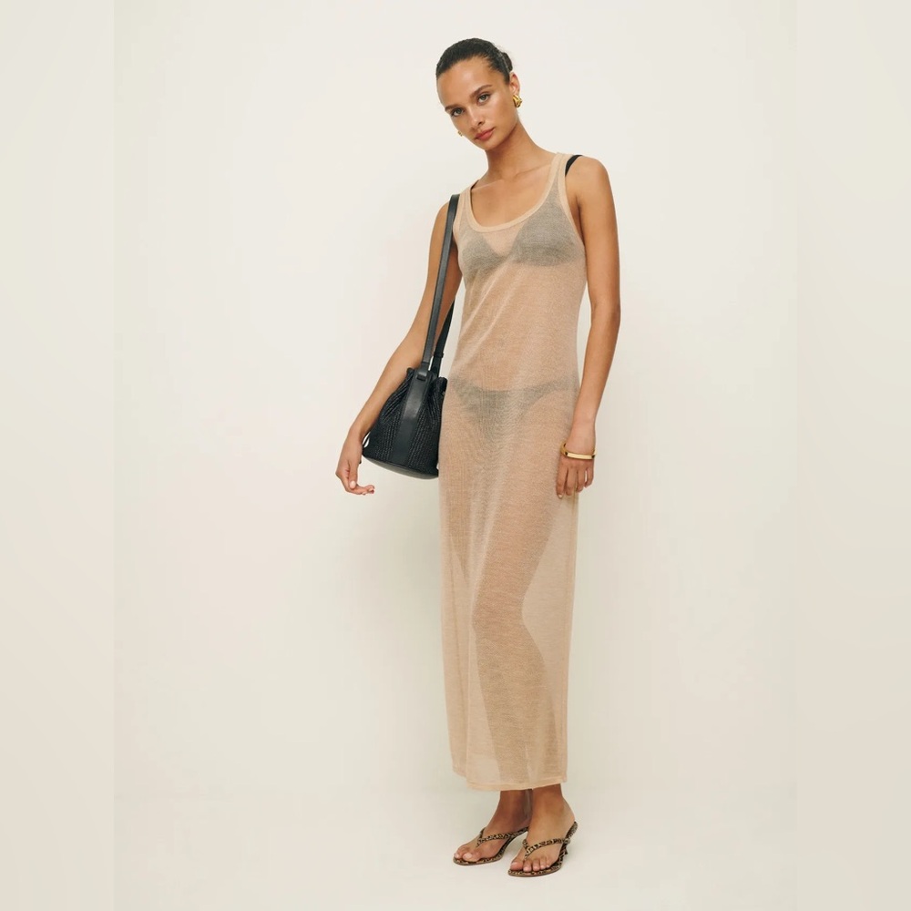 REFORMATION Bijou Knit Sleeveless Midi Scoop Neck See Through Dress Size XS